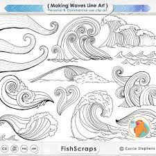 Wave Line Art Silhouettes Water Clip Art Coastal Clipart Etsy Line Art Photoshop Beach Illustration Watercolor Wave