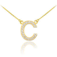 14k Yellow Gold Diamond Letter C Initial Pendant Necklace 18 This Double Mounted L Diamond Initial Necklace Diamond Pendants Designs Initial Pendant Necklace