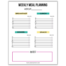 Darlene christensen, family and consumer sciences extension agent. Easy Free Weekly Meal And Snack Planner Template The Planning Mom