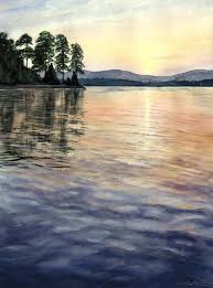 Evening Shades By Lane Owen Lake Painting Lake Art Lake Landscape