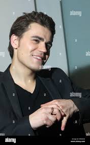 American actor Paul Wesley smiles during the pre-recording of a TV show in  Shanghai, China, 12 March 2013 Stock Photo