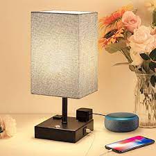 Touch Table Lamp With 2 Usb Charging Ports And 2 Ac Outlets 3 Way Dimmable Touch Lamp Bedside Lamp Grey Nightstand La Touch Lamp Bedroom Lamps Nightstand Lamp
