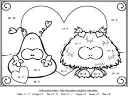 Color the sections based on the number key at the bottom of the page to reveal the picture. Valentine S Day Math Addition And Subtraction Facts To 20 Color By Number