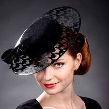 Black Couture Boater Hat Black High End Designer Hat In Etsy Boater Hat Couture Hats Hat Designs