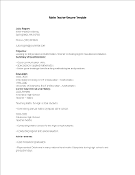 Maths Teacher Resume Sample Templates At Allbusinesstemplates Com