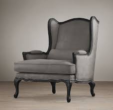 Lorraine Chair Vintage Velvet In Fog With Black Wood 720 Restoration Hardware Mobilier De Salon Chaises D Origine Francaises Chaise Salle A Manger