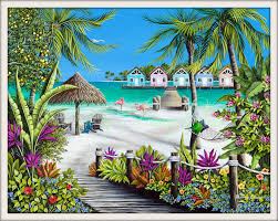 Limited Edition Print Tropical Escape Coastal Art Coastal Home Decor Beach Art Beach Decor Beach Huts Over The Water Paradise In 2020 Coastal Art Tropical Art Beach Art