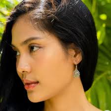 SUVANI 925 Sterling Silver Golden Rutile Rutilated Quartz Gemstone Rope  Edge Vintage Dangle Earrings 1.4"