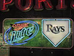 Beer Sign Miller Lite Tampa Bay Rays Baseball Neon Beer Signs Beer Signs Tampa Bay Rays