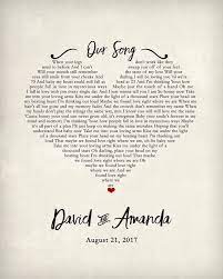 Wedding Gift Personalized Song Lyrics Art Love Any Song Unique Etsy One Year Anniversary Gifts 1st Anniversary Gifts First Wedding Anniversary Gift