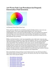 Check spelling or type a new query. Arti Warna Pada Logo Perusahaan Dan Pengaruh Emosionalnya Pada Konsumen