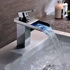 Rgb, blaue, licht, wasser, beleuchtung, waschtischamatur. Homelody Wasserfall Waschtischarmatur Einhebel Led Beleuchtung Temperatur Farbwechsel Chrom