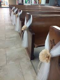 Pew Decoration Tulle And Paper Flowers Wedding Aisle Pew Decor Ideas Spotte Wedding Ceremony Chairs Tulle Wedding Decorations Wedding Pew Decorations