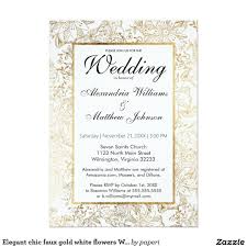 Elegant Chic Faux Gold White Flowers Wedding Wedding Invitations Floral Wedding Invitations Gold Wedding Invitations