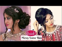 Hairstyle With Gown Saree Messy Loose Updo Hairstyle Naira Shivangi Hair Styles Stylish Hair Hairstyles For Gowns