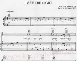 mandy moore and at last i see the light and it's like the fog has lifted and at last i see the light and it's like the sky is new and it's warm and real and bright and the world has somehow shifted all at once everything looks different now that. I See The Light Piano Sheet Music Alan Menken In Pdf