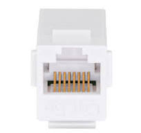 CAT5E Keystone Coupler, Female RJ45(8x8), Snap-In, Thermoplastic, White,  25-Pack