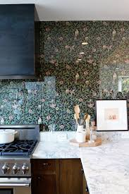 Not Your Basic Backsplash A Lovely Low Maintenance Alternative To Tile Kitchen Backsplash Designs Backsplash Wallpaper Kitchen Wallpaper