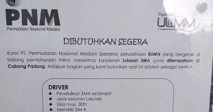 Lowongan driver online, daerah khusus ibukota jakarta. Lowongan Kerja Driver Dan Office Boy Wilayah Padang Pt Permodalan Nasional Madani Adsanjaya