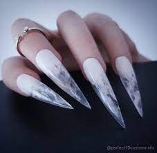 Perfect10customnails Nails Idea Stiletto Long Round Oval Hand Mani Design White Clear S Stiletto Nails Designs Stiletto Nails White Stiletto Nails