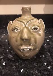NC Seagrove Pottery Face Ugly Jug Folk Art Signed R Robert Bob Armfield
