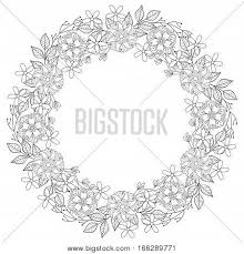 Outline square floral pattern in mehndi style for coloring book page. Floral Zentangle Vector Photo Free Trial Bigstock