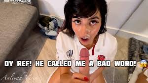 Aaliyah Yasin plays with her rugby ball and receives a big facial