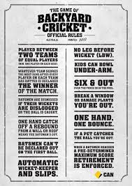 The Rules Of Backyard Cricket From The Commonwealth Bank Www Lovecricket Com Au Cricket Cricket Club Cricket Sport