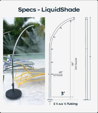 BreezeTech LiquidShade Misting LEAF Architectural Layout & Dimension Specifications, AI generated