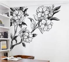Black And White Wall Painting Flowers Pin On Arte