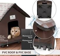 FURHOME COLLECTIVE Maison chauffante pour chat d'intérieur surélevée,  imperméable et isolée – Une maison sûre pour animal de compagnie et un abri  pour ...