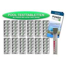 120 Tabletten Je 60 Ph Wert Phenol Red Und Je 60 Chlor Dpd 1 Tabletten Idealer Ph Wert 7 0 Bis 7 4 Idealer Chlorwert 0 5 Bis 1 0 Mg L Rapid Method Power Pool
