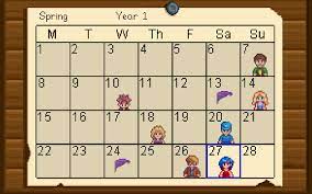 Stardew Valley Calendar Of Important Dates Retrovolve