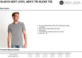 next level tri blend size chart tennessee shirt company