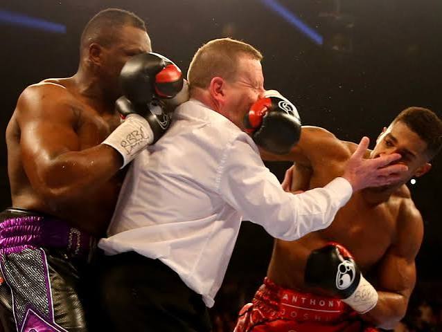 Sport picture of the day: Anthony Joshua wins British heavyweight title and misses referee | Anthony Joshua | The Guardian