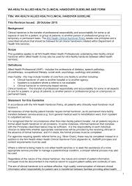 Use the form on the right to contact us. Wa Health Allied Health Clinical Handover Guideline Msword