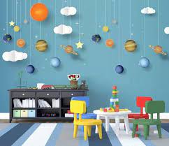 Discover over 12145 of our best selection of 1 on. Planets Wallpaper Kid Room Children S Solar System Boy Room Bedside Sofa Background Air World Mural Ide Ruang Kelas Dekor Ruangan