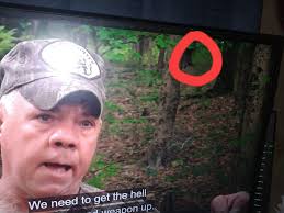 In the season 5 episode 8 when all 3 of them are looking at nest s. I saw  something walking about 50 yards behind russ up the hill