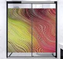 UV Resistant Adhesive Free Glass Sticker Abstract UV Blocking Glass Sticker  CoveringHome Office Decoration Wavy Curvy Mosaic Design Texture 23.6 W x ...
