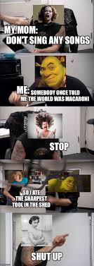 Somebody once told me the world was macaroni lyrics. American Chopper Argument Meme Imgflip