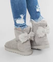 Ugg Fluff Bow Leather Mini Boot Womens In 2019 Uggs