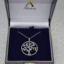 Large Diamond Tree Of Life Pendant Necklace 14k White Gold 0 15ct In 2021 Nature Inspired Jewelry Matching Gold Chains Tree Of Life Jewelry