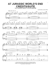 Michael Giacchino At Jurassic World S End Credits Suite From Jurassic World Fallen Kingdom Sheet Music Notes Chords Score Download Printable Pdf Sheet Music Notes Michael Giacchino Falling Kingdoms