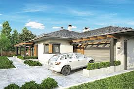 Modul garaj kayu yang kaya ini amat memuaskan melalui jalan di mana ia melengkapkan garisan putih yang segar dari seluruh rumah. Projek Rumah Satu Tingkat Yang Indah Dengan 4 Bilik Tidur Garaj Dan Pergola Deria Seni Idea Untuk Rumah Dan Taman