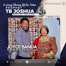 Prophet tb joshua, the founder of synagogue church of all nations (scoan), has finally released his prophecies prophet joshua said his 2020 prophecies which are 11 in numbers, were revealed to. Former Malawian President Joyce Tb Joshua Ministries Facebook