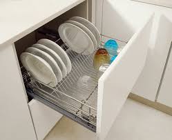 Triple shelf wood plate dish rack glasses spices organizer kitchen cabinet. Pull Out Dish Rack Drawer Gamma Fittings