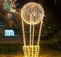[Hot Item] Large 3D Lighted Hot Air Balloon Motif Lights for Shopping Mall Lobby Decoration