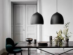 Colour Surface Black Matt Lacquer Black Cord Material Shade Aluminium Diffuser Polycar Dining Table Pendant Light Table Pendant Light Luxury Interior Design