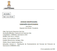 Campeonato nacional colo colo sufrirá hasta el final. Advertencia Ao Club Social Y Deportivo Colo Colo Conmebol