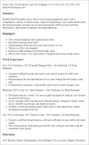 professional head bartender templates